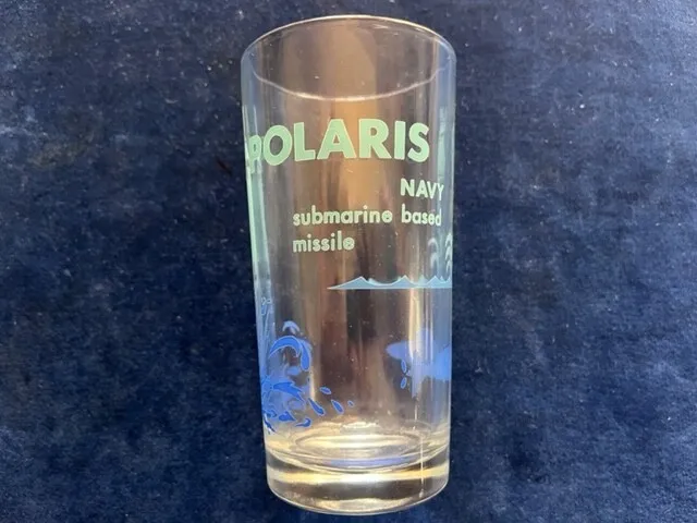 VTG. Rare - US Navy Polaris Missile Submarine Drinking Glass - 1960's - 5" high