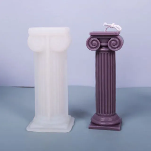Moldes clásicos de resina para pasteles de columna romana 3D arte cera molde de silicona vela molde