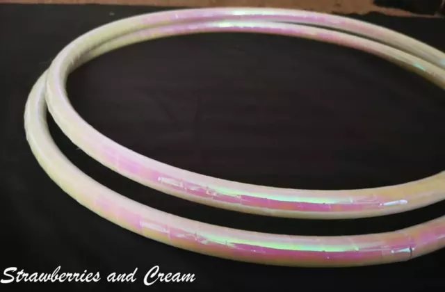 Strawberries & Cream Polypro Travel Holographic Hula Hoop, 5/8 or 3/4. 