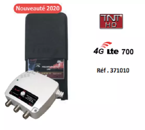 Kit Préamplificateur De Mât 1 Entrée Uhf Tnt Réglable+ Alim 12 V= 50 Ma 3 Sortie