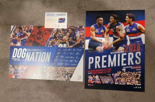 2016 Western Bulldogs Dognation Facsimile Signed Premiership Grandfinal Print X2