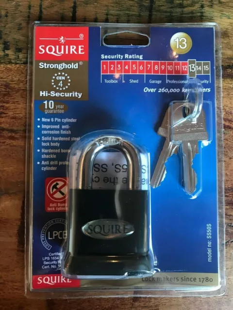 SQUIRE  Model: SS50s   50mm   SOLID STEEL PADLOCK 