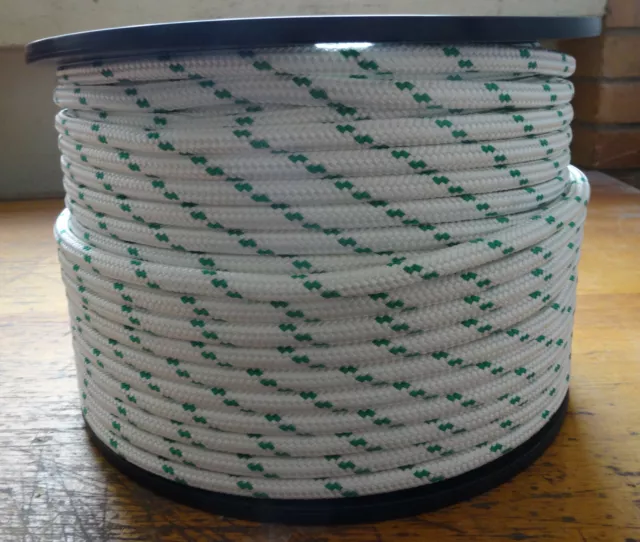 8MM X 100Mtr DOUBLE BRAID POLYESTER YACHT ROPE - Green Fleck