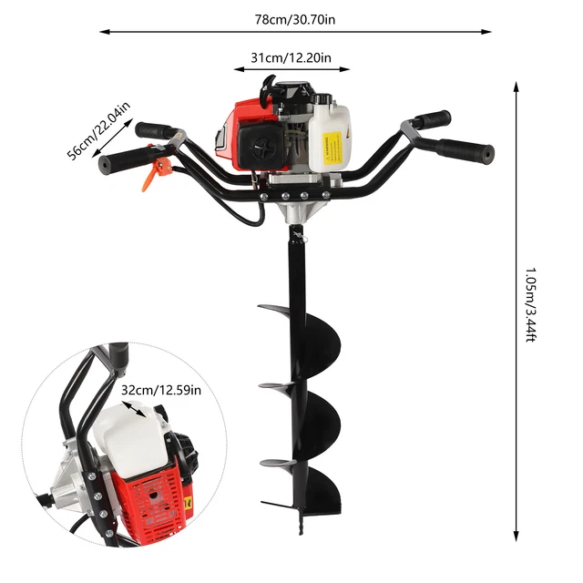 2-MAN PETROL EARTH Auger Fence Post Hole Borer Digger Ground Drill For ...