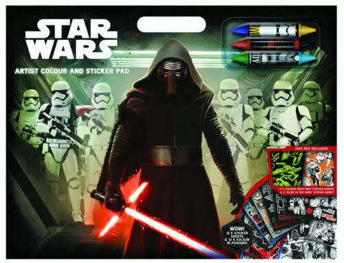 Star Wars Force Awakens Artist Pad Stickers Kids Colouring Set Glow in a Dark