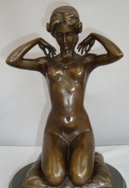 Estatua Damisela Desnudo Sexy Art Deco Estilo Art Nouveau Estilo Bronce sólido F