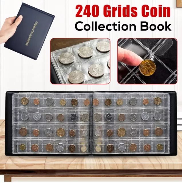 2x 240 Coin Holder Collection Storage Album Book Collecting Money Penny Pocket