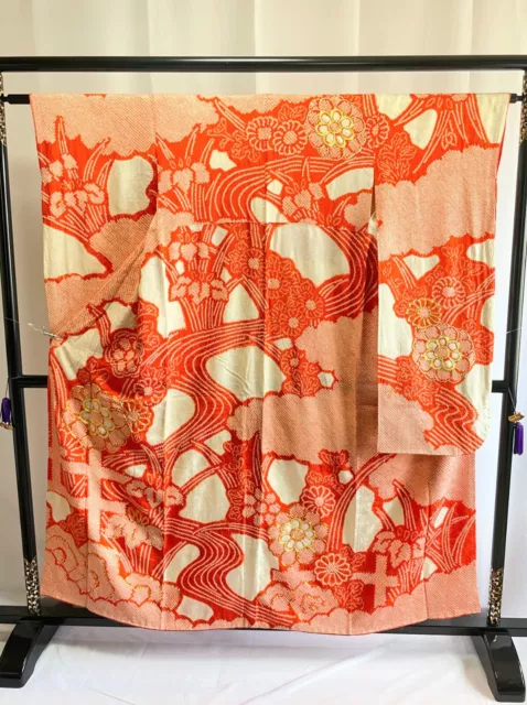 Vintage Japanese Silk kimono - Furisode Kimono robe