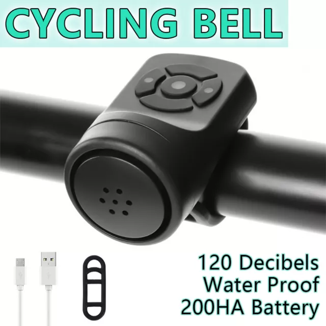 Bike Loud Horn 120Db Bicycle Handlebar Alarm Ring Bell Cycling Kit USB Charging