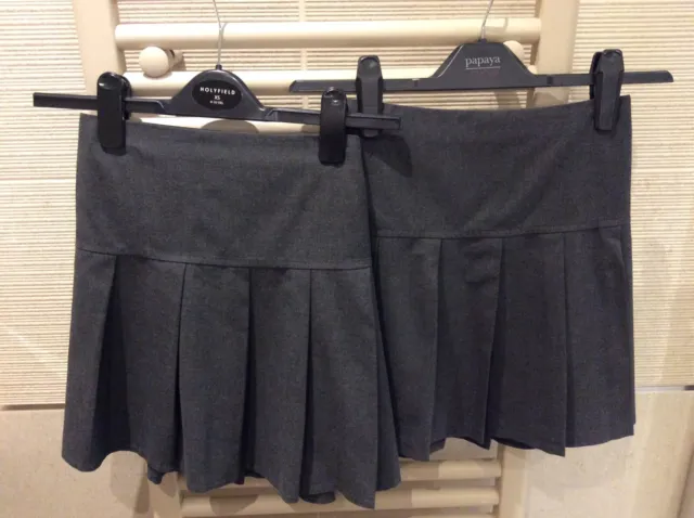Marks & Spencer Bundle Of Girls Grey Pleated School Skirts Age 10 Years