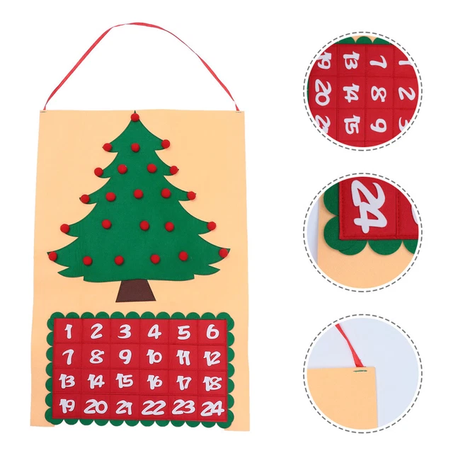 1 juego hágalo usted mismo árbol de Navidad calendario fieltro Navidad calendario de adviento