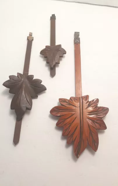 3 Vintage Wood Cuckoo Clock Pendulums Assorted Sizes 1 Marked Germany