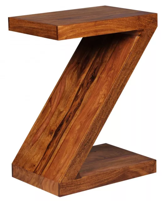 WOHNLING Beistelltisch MUMBAI Massivholz Sheesham "Z"" Cube 59cm hoch Wohnzimm