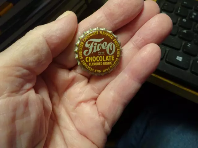 RARE OLD SODA BOTTLE CAP Unused Cork FIVE O CHOCOLATE FLAVORED DRINK VG