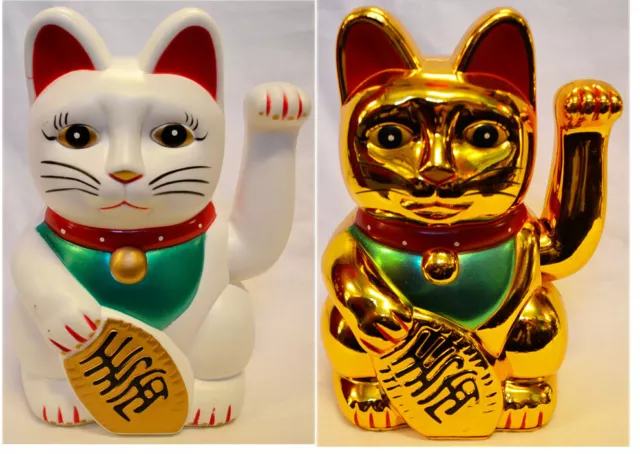 Glückskatze Winke Katze 20cm Maneki Neko Glücksbringer Katze Feng Shui groß