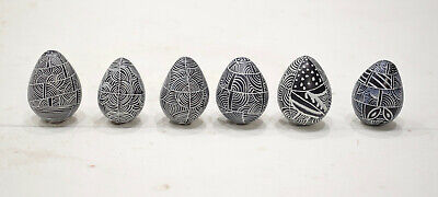 African Egg Soapstone Kenya Carved Geometric Pattern