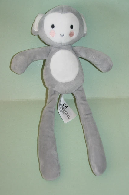 Simba Toys Kiabi Doudou Peluche Singe Gris Blanc Joues Roses 30 Cm Neuf
