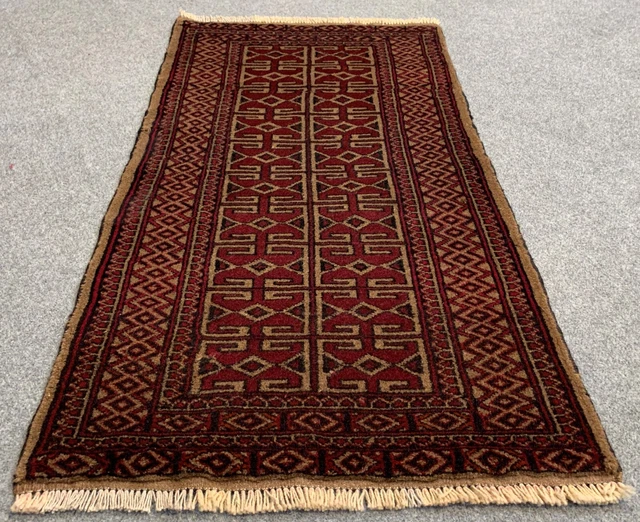 Hand Knotted Afghan Adras Khan Balouch Wool Area Rug 3.5 x 2.0 Ft (2495 PEW)