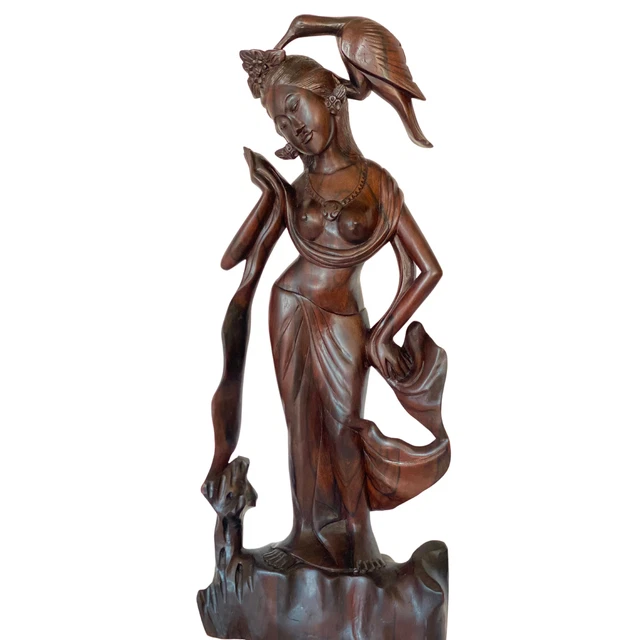 Dewi Sri Bawang Goddess Sculpture Vintage Hand Carved Sono Wood Statue Bali Art 2