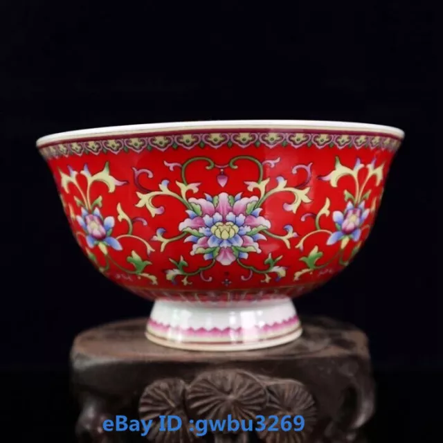 Chinese Porcelain Handwork Painting Flower pattern Bowl w Qianlong Mark 22013