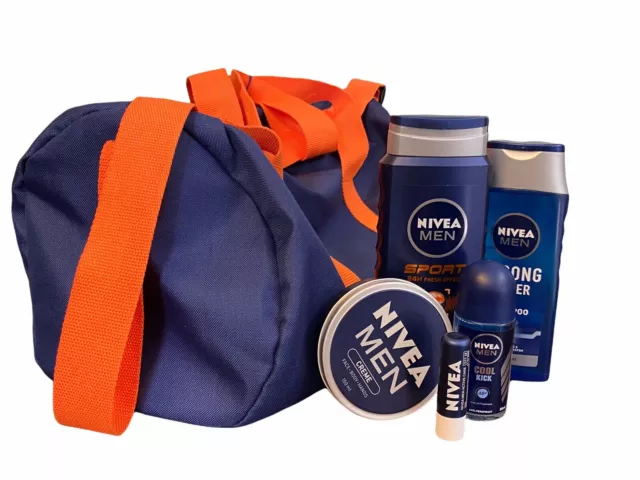 NIVEA Men Complete Active Gift Set Bag Lip Balm Shower Cream Deodorant Shampoo