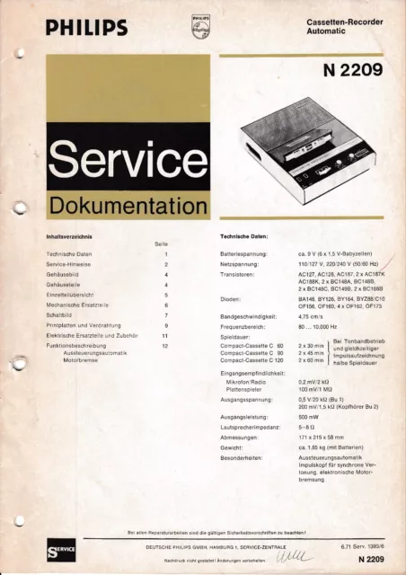 Service Manual-Anleitung für Philips N 2209