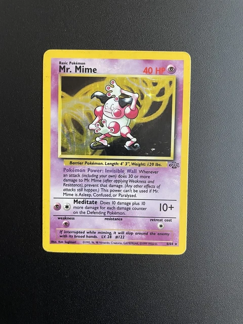 MINT - Mr. Mime Pokemon Card - Jungle Set - 6/64 - Rare Holo - Wizards WOTC
