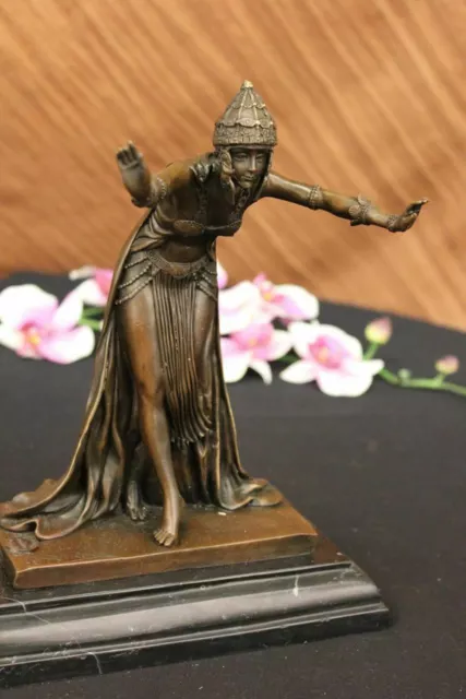 Signée D.H Chiparus, Bronze Art Déco Danseuse Sculpture Nouveau Marbre Figurine