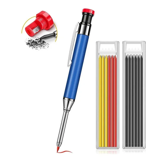 2X (Lápices carpinteros mecánicos lápices de construcción resistentes con agudo incorporado)