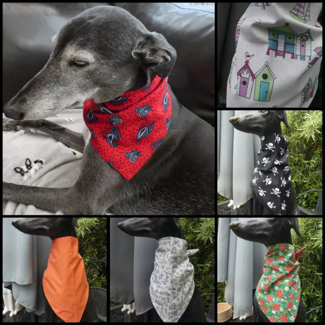 Lovely Handmade Reversible Large Summery Dog Bandanas - For Greyhound Rescue