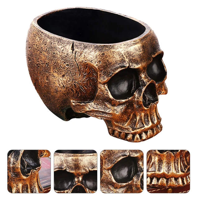 Harz Blumentopf in Schädelform Menschlicher Schädelkopf Totenkopf-Pflanzer