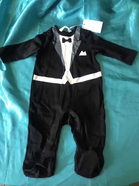 Baby Boy’s Gentleman Romper Black Tie Formal Birthday Evening Outfit