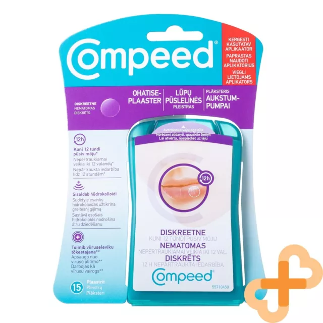 COMPEED Pflaster Flicken für Lippen Kalt Wunden 15 Stück Unischtbar Anhaltend 12