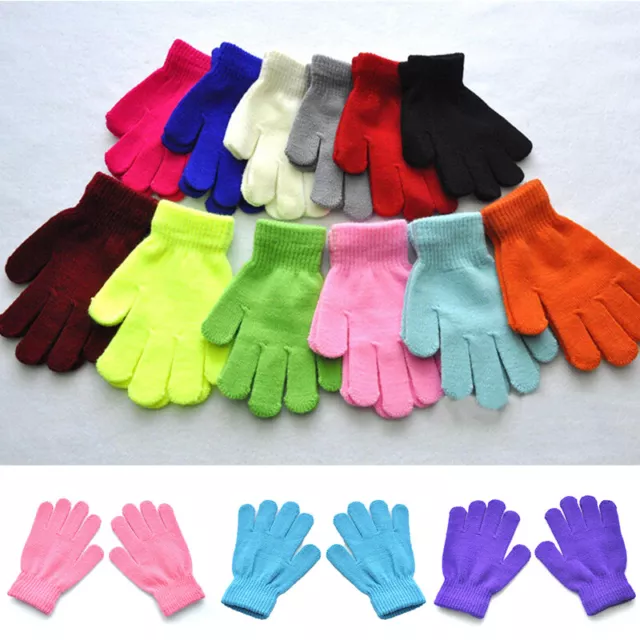 KIDS Magic Gloves Pair Winter Warm Girls Boys Stretch Black Soft Children Unisex