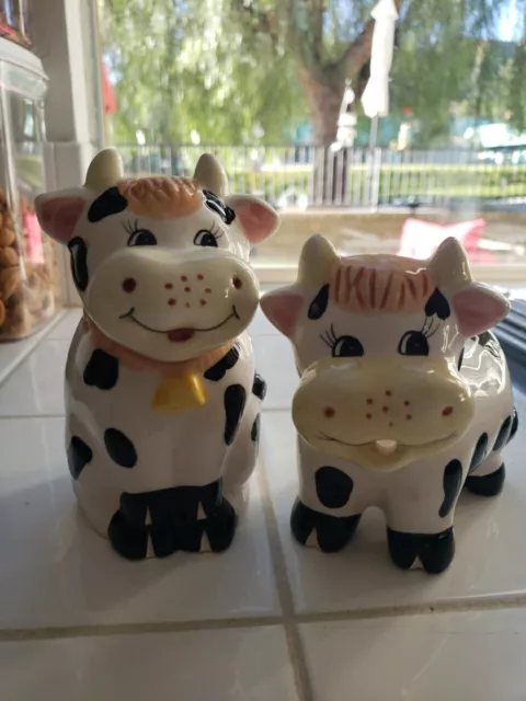 Vintage Ceramic Cow Sugar And Creamer Set By Houston Harvest Country Kitchen