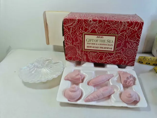 Vintage Avon Gift Of The Sea Soap Dish & 6 Soaps Boxed Set Shell Ocean