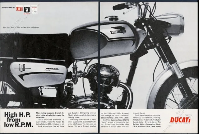 1966 Ducati 160 Monza Junior motorcycle photo 2-page vintage print ad