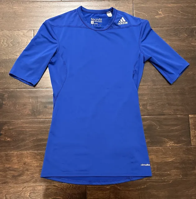 Men’s Adidas Techfit Blue Compression Golf Baselayer Shirt- Size Medium