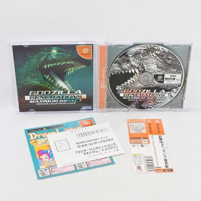 Godzilla Generations Disc DREAMCAST GODZILLA GENERATIONS Maximum Spine 2344 Sega dc £65.59 ...