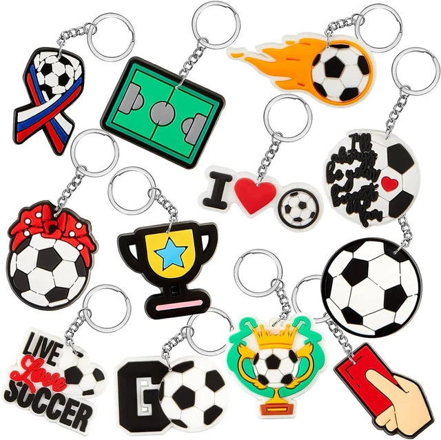 36 Pack Soccer Keychains - Mini Sports Ball Key Ring Set for Party Favors, Birth