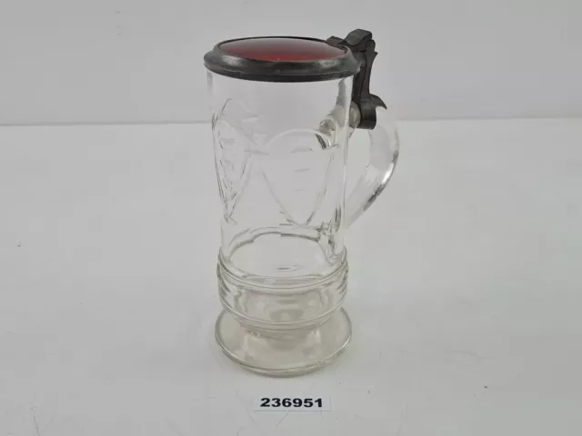 Bierkrug Zinndeckel Überfang um 1900 Handarbeit antik 0,5l Deko alt #236951