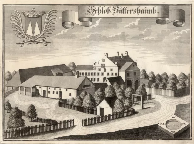 Vatersham b. Mühldorf an Inn Original Kupferstich M. Wening 1721