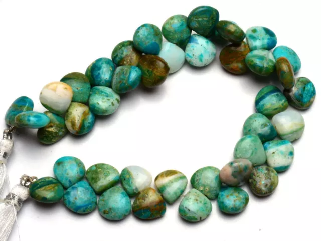 Natural Gem Peruvian Blue Opalina 11mm Size Smooth Heart Shape Beads 8.5" Strand