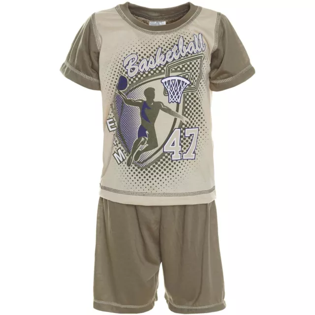 Niños Chicos Pijama Traje de Casa Camiseta Shorts Manga Corta Set 21240 3