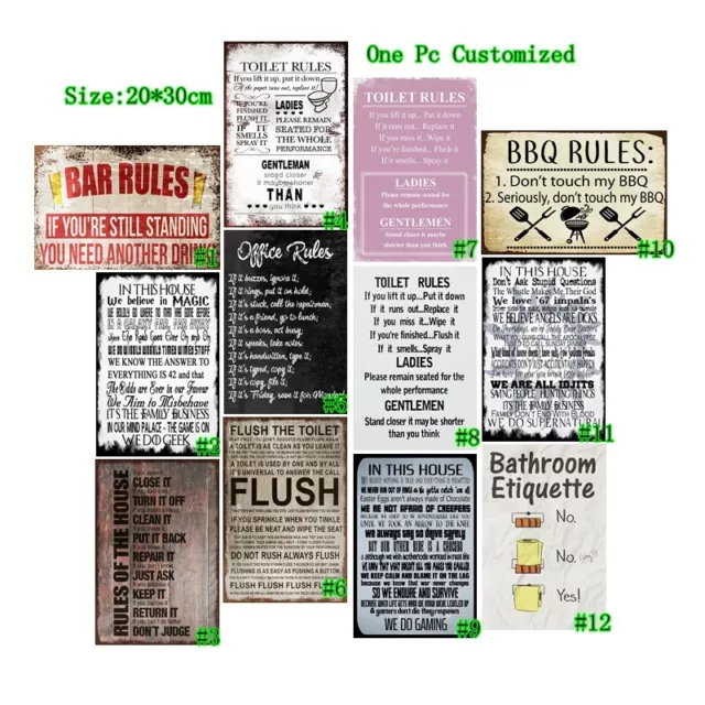 Bar Rules Vintage Metal Tin Signs Retro Plate Free Beer Art Wall Decor Poster