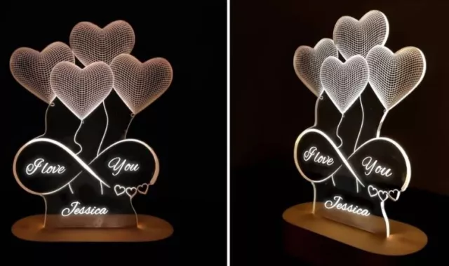 LAMPADE LED PERSONALIZZATA Nomi Idea Regalo San Valentino Love Lui e Lei  Amore EUR 21,90 - PicClick IT