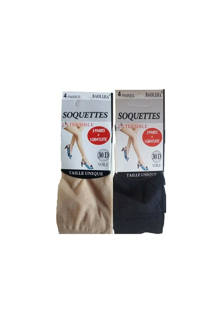Baolijia Lot De 16 Paires Soquettes Femme Voile 30 D Extensible Noir Ou Beige