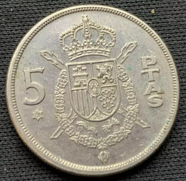 1975 Spain 5 Pesetas  Coin  BU UNC  ( 78 in the star )      #K2305