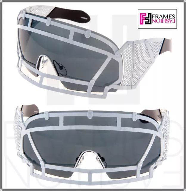 KTZ x Linda Farrow Football Helmet Sunglasses Black White Mirrored Mask KTZ1