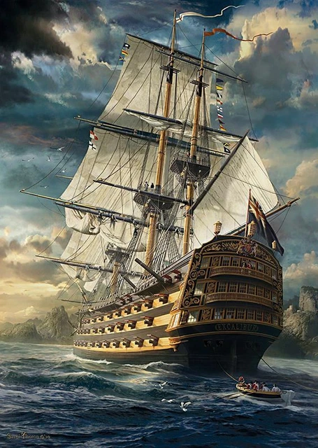 Tableau toile cadre Bateau ancien - Voilier - rétro - 60 x 44 cm - A